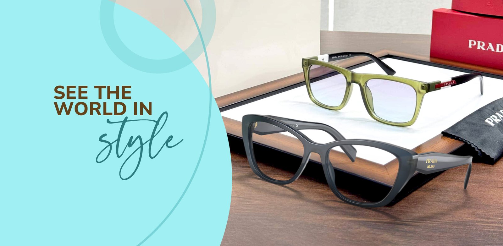 Two Prada spectacles on display